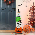 Glitzhome 36'H Wooden Halloween Stacked Ghost Frankenstein Skull Pumpkin Porch Decor, Farmhouse Yard Sign Rustic Style Porch Sign with Wood Base for Home Party Decor by Glitzhome