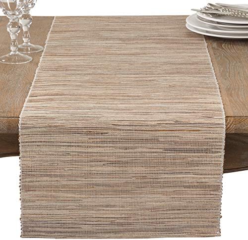 SARO LIFESTYLE Shimmering Woven Nubby Table Runner - Textured Water Hyacinth Table Runner with Sparkling Metallic Threads for Dining Tables, Everyday Entertaining and Home Décor, 16"x72", Natural - Image 2