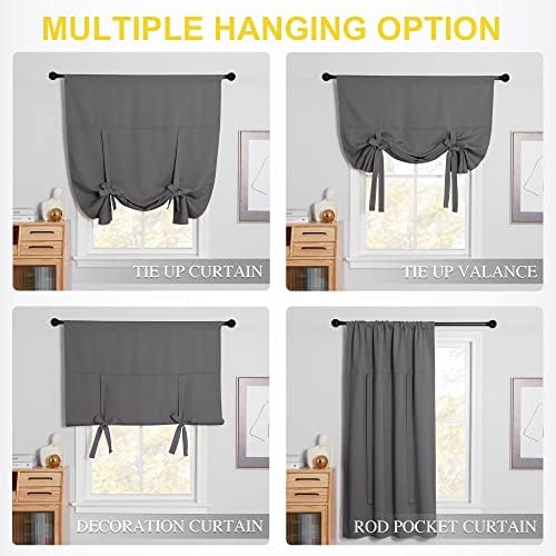 NICETOWN Blackout Roman Shades Short Curtain - Tie Up Window Curtains for Bathroom/Door/Kitchen Window/Thanksgiving (Gray, 1 Panel, 40 inches Wide by 54 inches Long) - Image 2