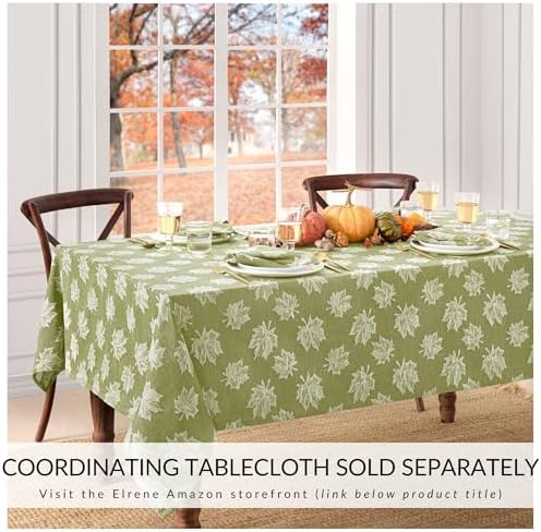 Falling Leaves Jacquard Napkins, Set of 8, Green - 17" W x 17" L - Image 4