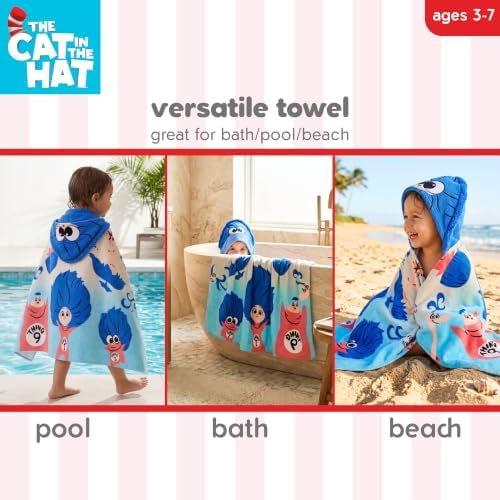Franco Dr. Seuss Cat in The Hat Movie Bath and Beach Soft Cotton Terry Hooded Towel Wrap, 24" x 50", (Officially Licensed Product)