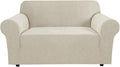 H.VERSAILTEX Stretch Loveseat Covers 1-Piece Loveseat Slipcover|Sofa Cover with Elastic Bottom, Textured Checked Jacquard Fabric(58"-70" Wide, Island Fossi)