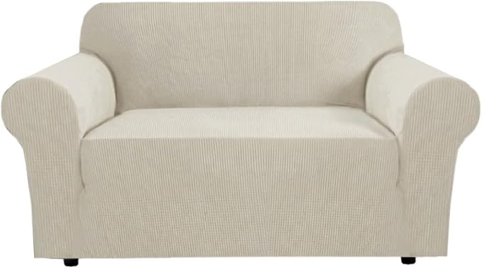 H.VERSAILTEX Stretch Loveseat Covers 1-Piece Loveseat Slipcover|Sofa Cover with Elastic Bottom, Textured Checked Jacquard Fabric(58"-70" Wide, Island Fossi)