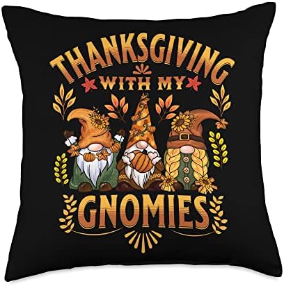thanksgiving gnomies Clothing Thanksgiving with My Gnomies Autumn Gnomes Turkey Family Throw Pillow, 18x18, Multicolor by Unknown