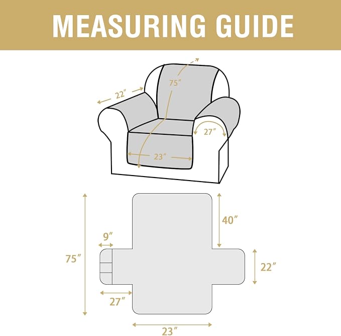 H.VERSAILTEX 100% Waterproof Armchair Slipcovers Modern Arm Chair Covers Waterproof Chair Covers for Pets Washable(Chair, Black/Beige)
