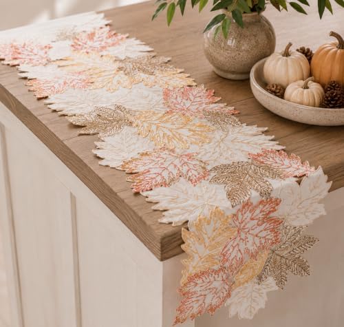 XiaHomeFashions Autumn Leaf Cutwork Table Runner, 15 x 54 in, 1 Piece - Image 5