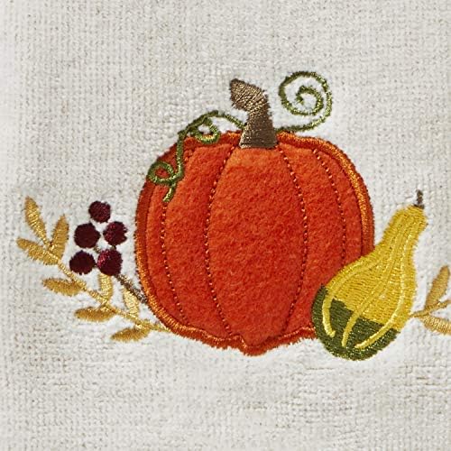 SKL Home Fall/Thanksgiving Traditional Pumpkin Hand Towel Set-2pc, Natural