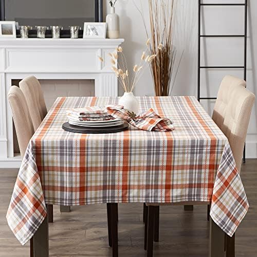 DII Autumn Afternoon Farmhouse Kitchen Thanksgiving & Fall Décor for Home, Tablecloth, 60x120, Pumpkin Plaid, Orange & Grey - Image 6
