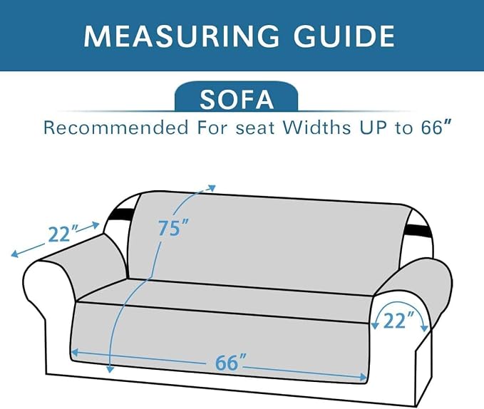 H.VERSAILTEX Sofa Protector for Dogs/Cats/Pets Sofa Slipcover Quilted Furniture Protector with Non Slip Elastic Strap Water Resistant Sofa Covers Seat Width: 66" (Sofa, Charcoal Grey)