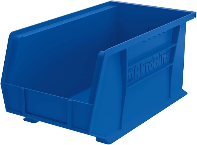 Akro-Mils 30240 AkroBins Plastic Storage Bins, 15"x8"x7", Blue, 12-Pack | Space-Saving Stackable Bins for Garage, Pantry, Craft Organization