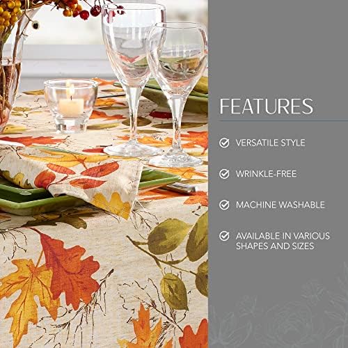 Threadmade Autumn Leaves Fall Printed Tablecloth, Multicolor - 52" W x 52" L Square - Image 3