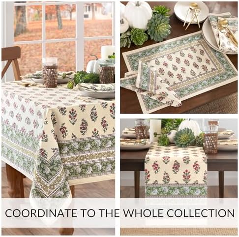 Nomad Harvest Block Print Rectangle Tablecloth, Multicolor - 60" W x 120" L - Image 4