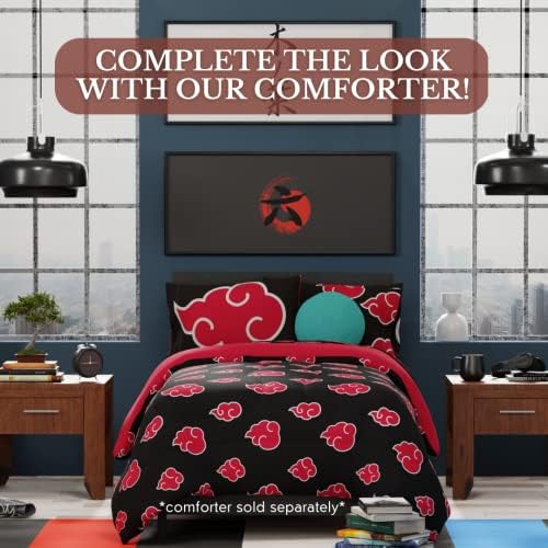 Naruto Akatsuki Anime Bedding Super Soft Microfiber Queen Sheet Set, (Official Licensed Naruto Product) by Franco