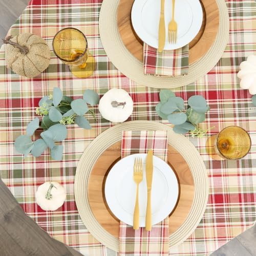 DII Give Thanks Plaid Fall Table Decor, Autumn & Thanksgiving Tabletop Linens, 70" Round Tablecloth - Image 4