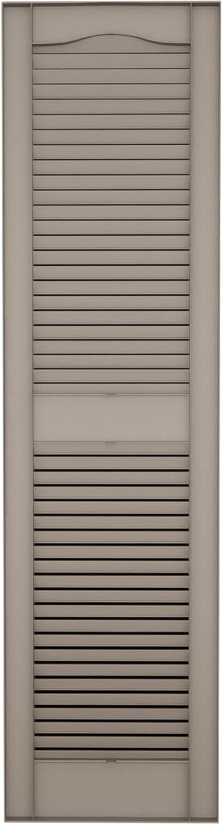 Ekena Millwork Lifetime Vinyl LL1S12X02500CL Standard Cathedral Top Center Mullion, Open Louver Vinyl Shutters, w/Installation Shutter-Lok's & Matching Screws (Per Pair), 12"W x 25"H, Clay