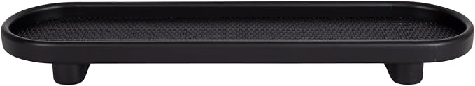 Kate and Laurel Planche Decorative Capsule Woven Tray with Solid Wood Frame; 27 x 8; Black; Modern Slim Wood Rectangle Serving Tray for Living Room