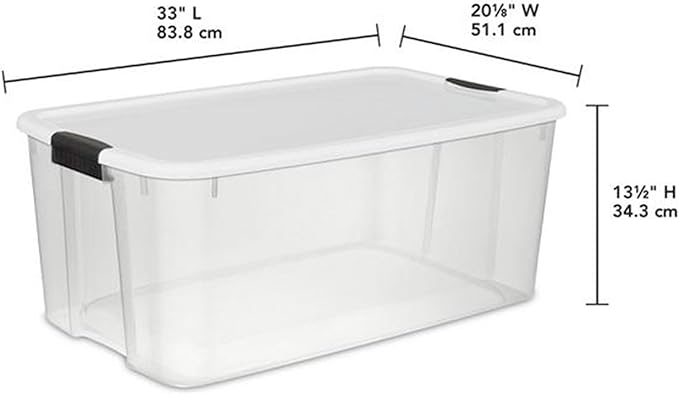 Sterilite Ultra Latch Box with Lids for Home and Office, 116 Quart, 12-Pack | Heavy-Duty and Stackable Plastic Containers with Latches for Closet, Cabinet, Bedroom, Bathroom and Dorm Room Organization