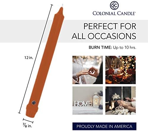 Colonial Candle Classic Taper Candle, 12 Inch, Pumpkin, pack of 12 - Image 3