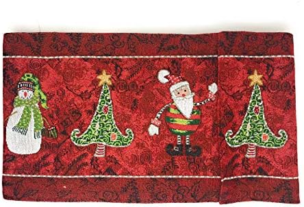 Tache Home Fashion Here Comes Santa Claus Antique Vintage Christmas Eve Traditional Holiday Season Red Decorative Woven Tapestry Table Runners, 13x72 - Image 5