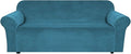 H.VERSAILTEX Stretch Velvet Sofa Covers Large Couch Covers Sofa Slipcovers Furniture Protector Soft with Non Slip Elastic Bottom, Feature Thick Comfy Rich Velour (XL Sofa, 98"-105", Peacock Blue)