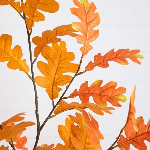 Nearly Natural 6ft Autumn Oak Artificial Fall Tree in Black Nursery Pot - Image 4