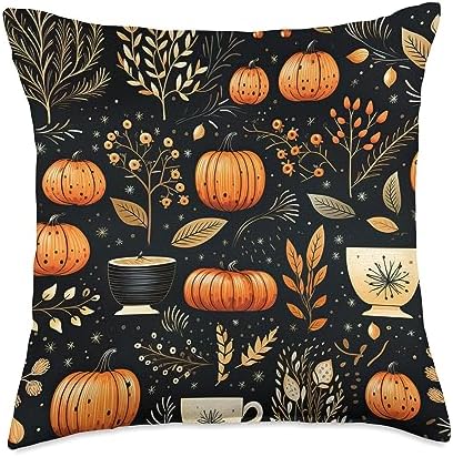Autumn Leaves Pumpkin Spice by Ryan Co. Thanksgiving Autumn Leaves Pumpkin Spice Pattern Throw Pillow, 18x18, Multicolor by Unknown