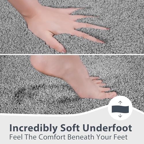 anllugs Bathroom Rugs U-Shaped, 20" x 24" Soft Bath Rugs, Grey & Dark Grey