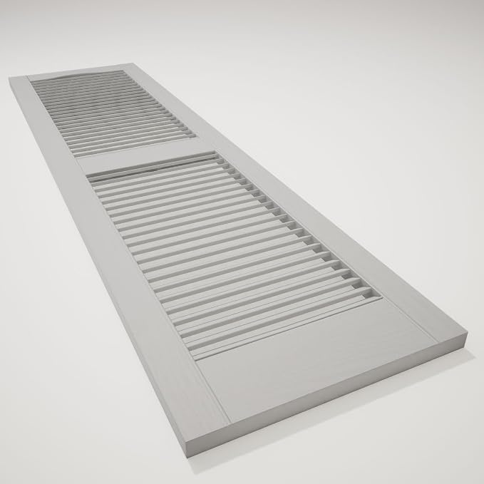 Ekena Millwork Lifetime Vinyl LL1S14X06000PG Standard Cathedral Top Center Mullion, Open Louver Vinyl Shutters, w/Installation Shutter-Lok's & Matching Screws (Per Pair), 14 1/2"W x 60"H, Paintable