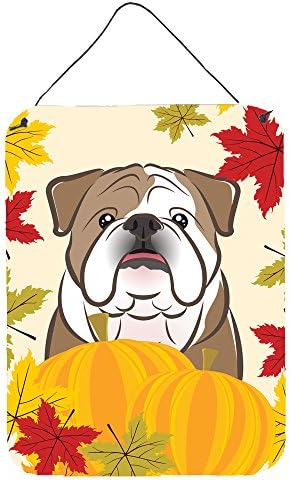 Caroline's Treasures BB2025DS1216 English Bulldog Thanksgiving Wall or Door Hanging Prints Aluminum Metal Sign Kitchen Wall Bar Bathroom Plaque Home Decor Front Door Plaque, 12x16, Multicolor by CarolinesTreasures