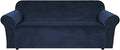 H.VERSAILTEX Stretch Velvet Sofa Covers for 3 Cushion Couch Covers Sofa Slipcovers Furniture Protector Soft with Non Slip Elastic Bottom, Crafted from Thick Comfy Rich Velour (Sofa 72"-90", Navy)