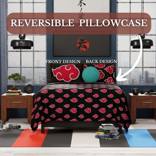 Naruto Akatsuki Anime Bedding Super Soft Microfiber Queen Sheet Set, (Official Licensed Naruto Product) by Franco