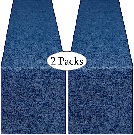 Navy Blue Table Runners 13x108 inches 2 Pieces Burlap 4th of July Runner by B-COOL