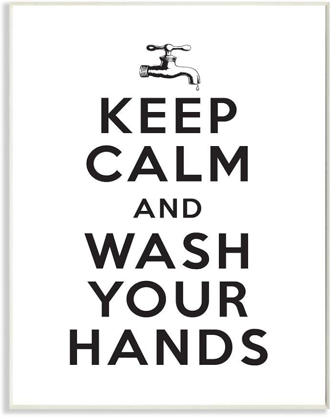 Stupell Industries 'Keep Calm and Wash Hands'| Wall Plaque Art | Stupell Industries | 10 x 15 Inches, Easy to Hang and Sturdy, Made in USA, by Lettered and Lined
