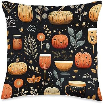 Autumn Leaves Pumpkin Spice by Ryan Co. Thanksgiving Autumn Leaves Pumpkin Spice Pattern Throw Pillow, 16x16, Multicolor by Unknown