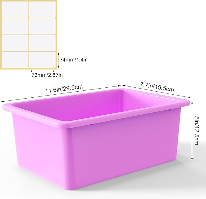 Zonon 12 Pcs Plastic Cubby Storage Bin Back to School Classroom Cubby Organization Storage Container with 1 Pack Self Adhesive Label for Office School Library(Candy Color,11.61 x 7.68 x 4.92)