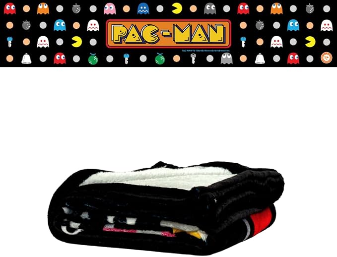 PAC-MAN Retro Cozy Throw 46 in x 60 in – Soft Cozy Plush for Couch, Bed & Travel, Collectible Gift (100% Officially Licensed Product) by Franco Collectibles®