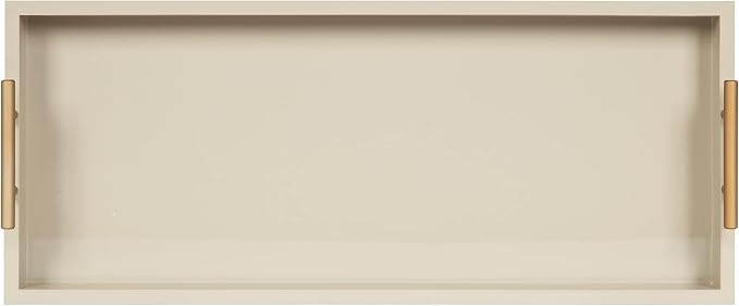 Kate and Laurel Lipton Modern Narrow Tray; 10 x 24; Sand; Midcentury Serving Tray for Storage and Display
