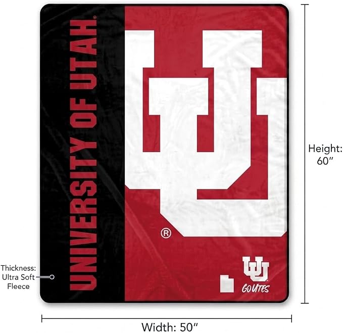 Proformance Home NCAA Utah Utes Endzone Ultra Soft Tailgate Throw