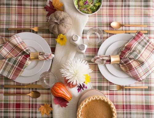 DII Give Thanks Plaid Fall Table Decor, Autumn & Thanksgiving Tabletop Linens, 70" Round Tablecloth - Image 5