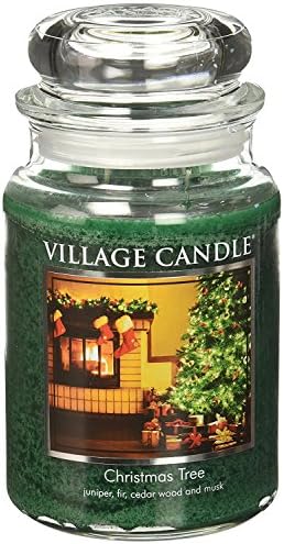 Village Candle Christmas Tree Large Glass Apothecary Jar Scented Candle, 26 oz, Green by explore
