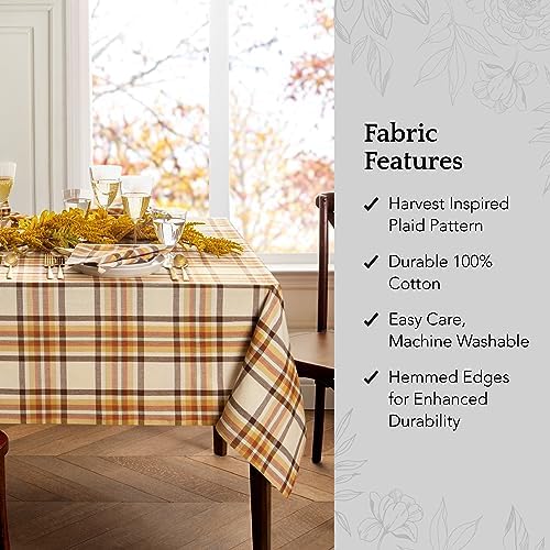 Threadmade Russet Harvest Woven Plaid Tablecloth, Multicolor - 60"W x 84"L - Image 3
