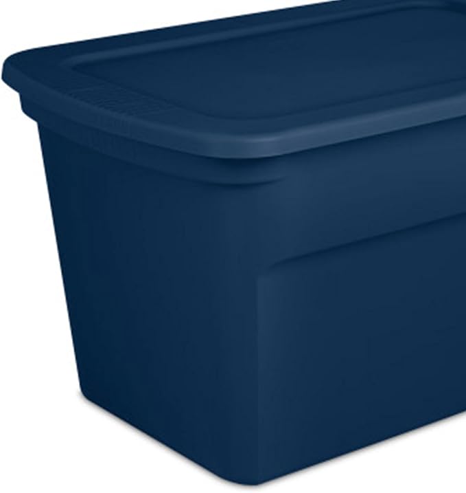 Sterilite 6-Pack Tote, Plastic Storage Bins with Snap Lids, 30 Gallon, Marine Blue - Stackable Home Organizers with In-Molded Handles for Bedroom, Garage, Basement and Attic | Marine Blue - Stackable Home Organizers with In-Molded Handles for Bedroom, ...