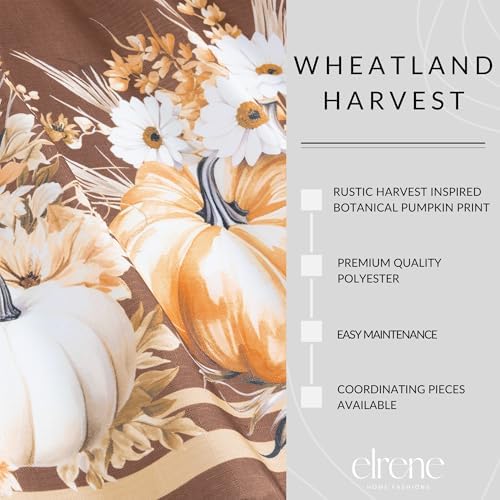 Elrene Home Fashions Wheatland Harvest Pumpkin Fall/Harvest/Thanksgiving Round Wrinkle Resistant Tablecloth, 70"x70" - Image 3