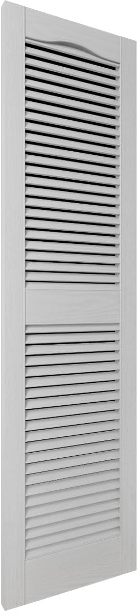 Ekena Millwork Lifetime Vinyl LL1S12X05200PG Standard Cathedral Top Center Mullion, Open Louver Vinyl Shutters, w/Installation Shutter-Lok's & Matching Screws (Per Pair), 12"W x 52"H, Paintable