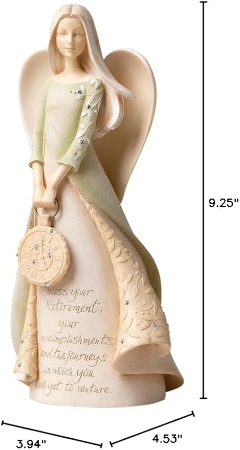 Enesco Foundations Collection Bless Your Retirement Angel Figurine- Resin Hand Painted Collectible Decorative Angels Figurines Home Decor Retirement Statue, 9 Inch