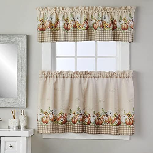 SKL Home Harvest Autumn Pumpkins Curtain Tier Pair, 36", Natural, 2 Pack - Image 4