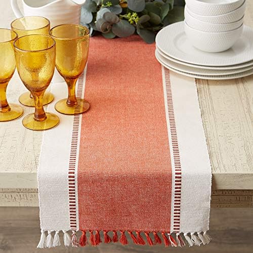 DII Dobby Stripe Table Runner, 13x72 Burnt Orange & Cream Background - Image 4