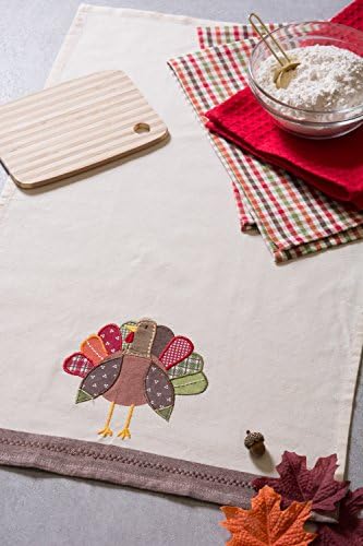 DII Thanksgiving Fall Kitchen Towels Collection Decorative Embellished Dish Towel Set, 18x28", Turkey, 3 Count - Image 4