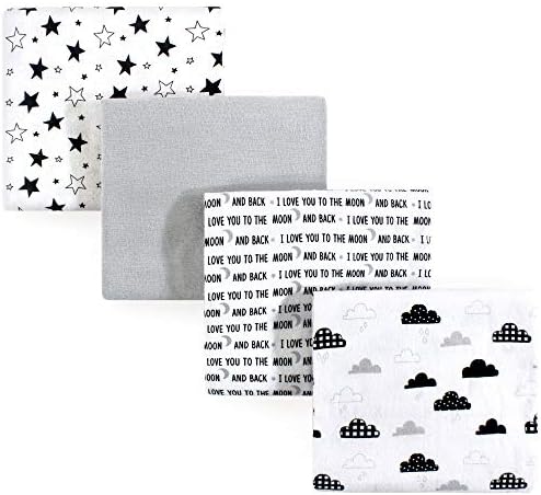 Hudson Baby Unisex Baby Cotton Flannel Receiving Blankets, Moon And Back, One Size by HudsonBaby