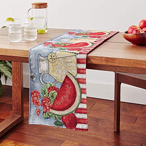 Tache Home Fashion Fruity Drinks Colorful Watermelon Lemonade Decorative Spring Summer Purple Woven Tapestry Table Runners, 13x72 by TacheHomeFashion
